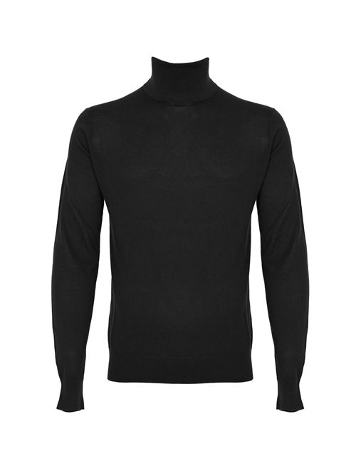Maglia ciclista in misto seta e cashmere Nero Alpha studio | FE-6851G3002